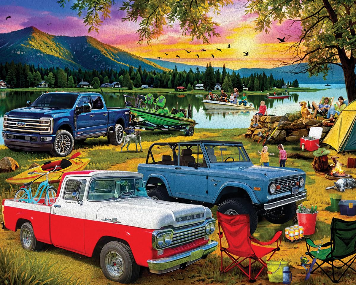 White Mountain Family Day At The Lake 1000-piece puzzle for cozy family evenings.