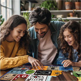 White Mountain family puzzle session captures shared smiles during a group build