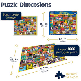 White Mountain funny-states-collage-puzzle-1000pc highlights quirky trivia for lively evenings.