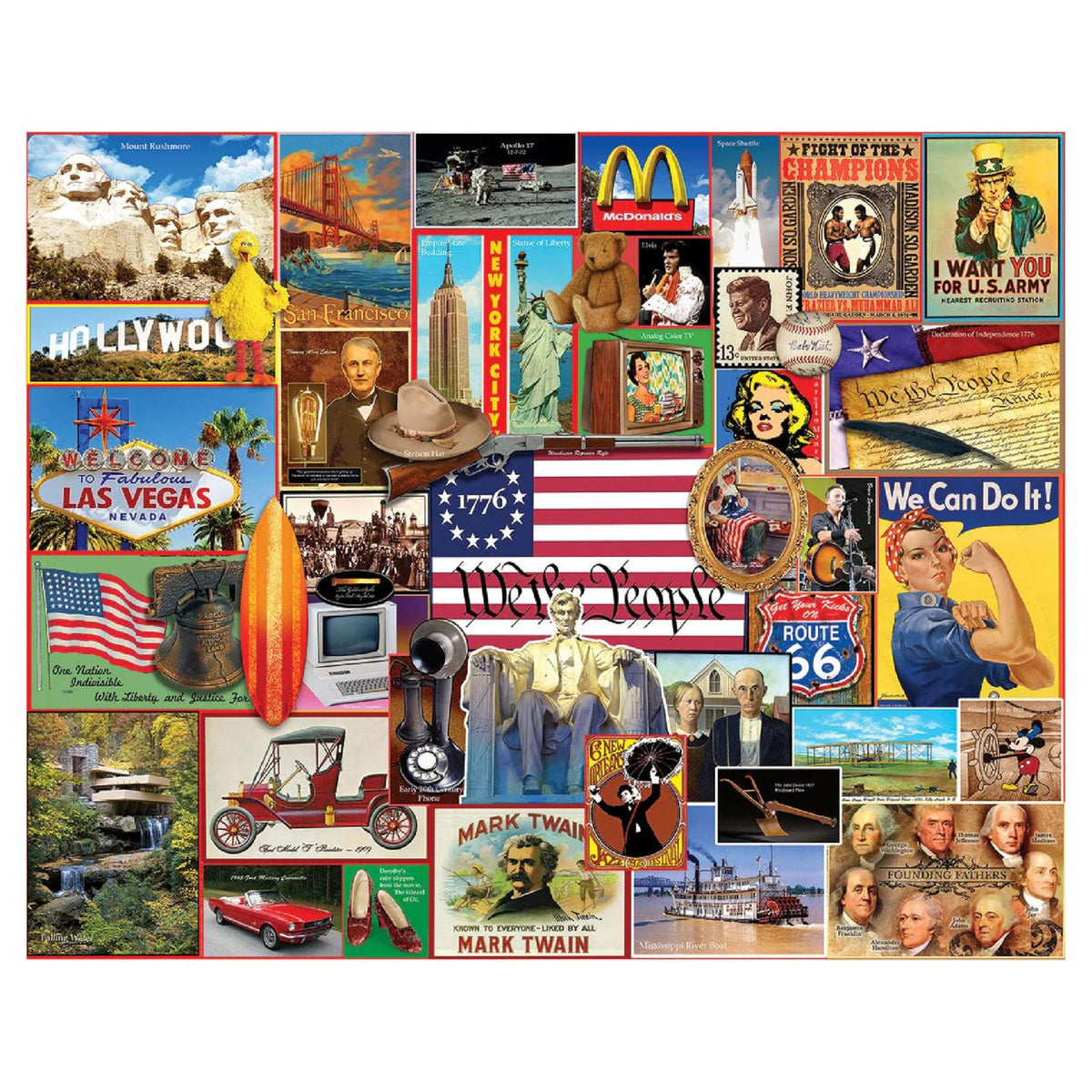 White Mountain golden-age Hollywood artwork with vibrant scenes for nostalgic family time