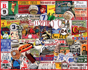White Mountain I Love Baseball large-piece puzzle close-up highlights easy-to-handle pieces.