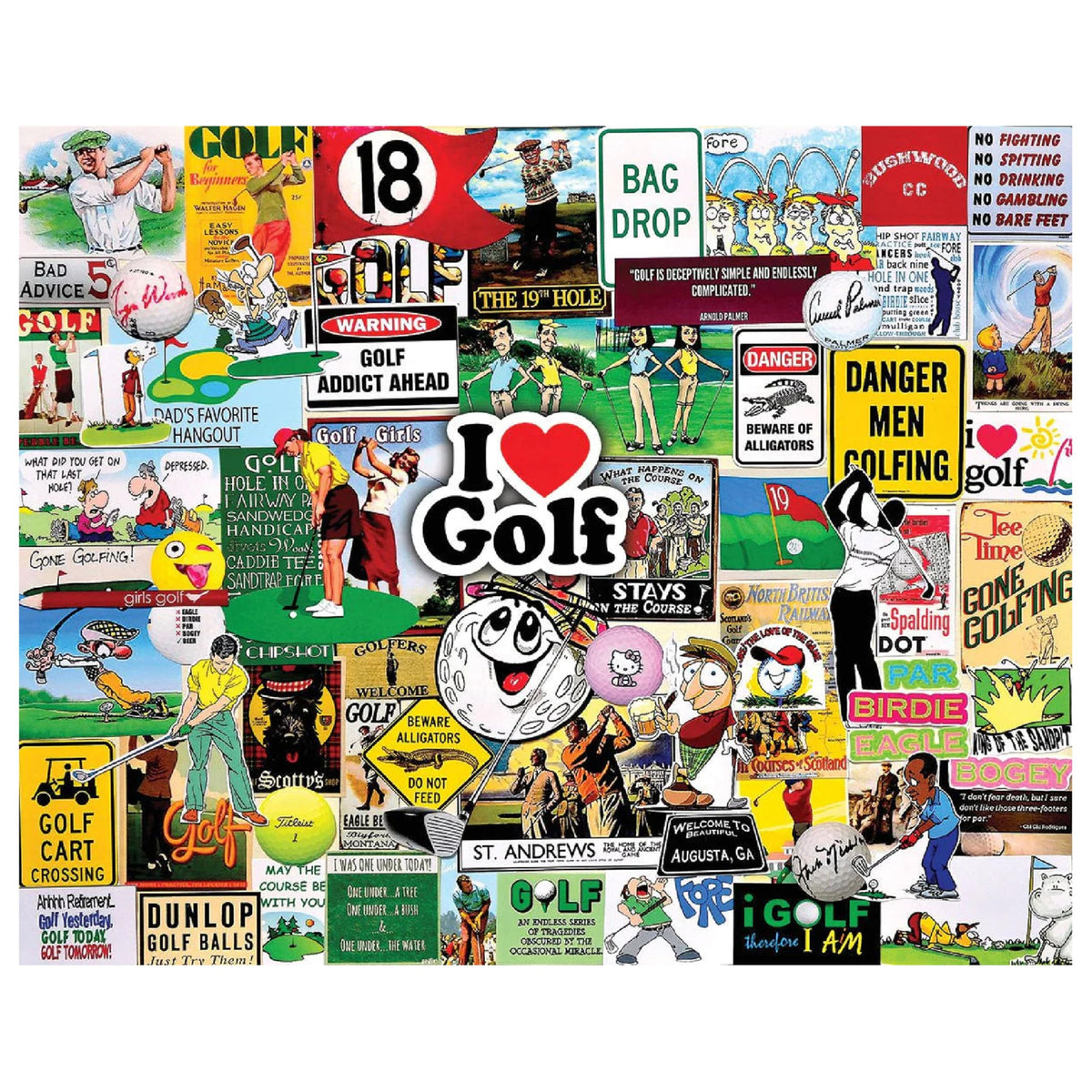 White Mountain I Love Golf puzzle players enjoying a game in colorful art.