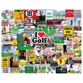 White Mountain I Love Golf puzzle players enjoying a game in colorful art.