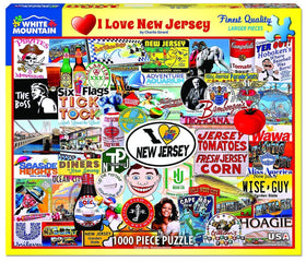 White Mountain I Love New Jersey puzzle box cover highlighting state pride for family game night.