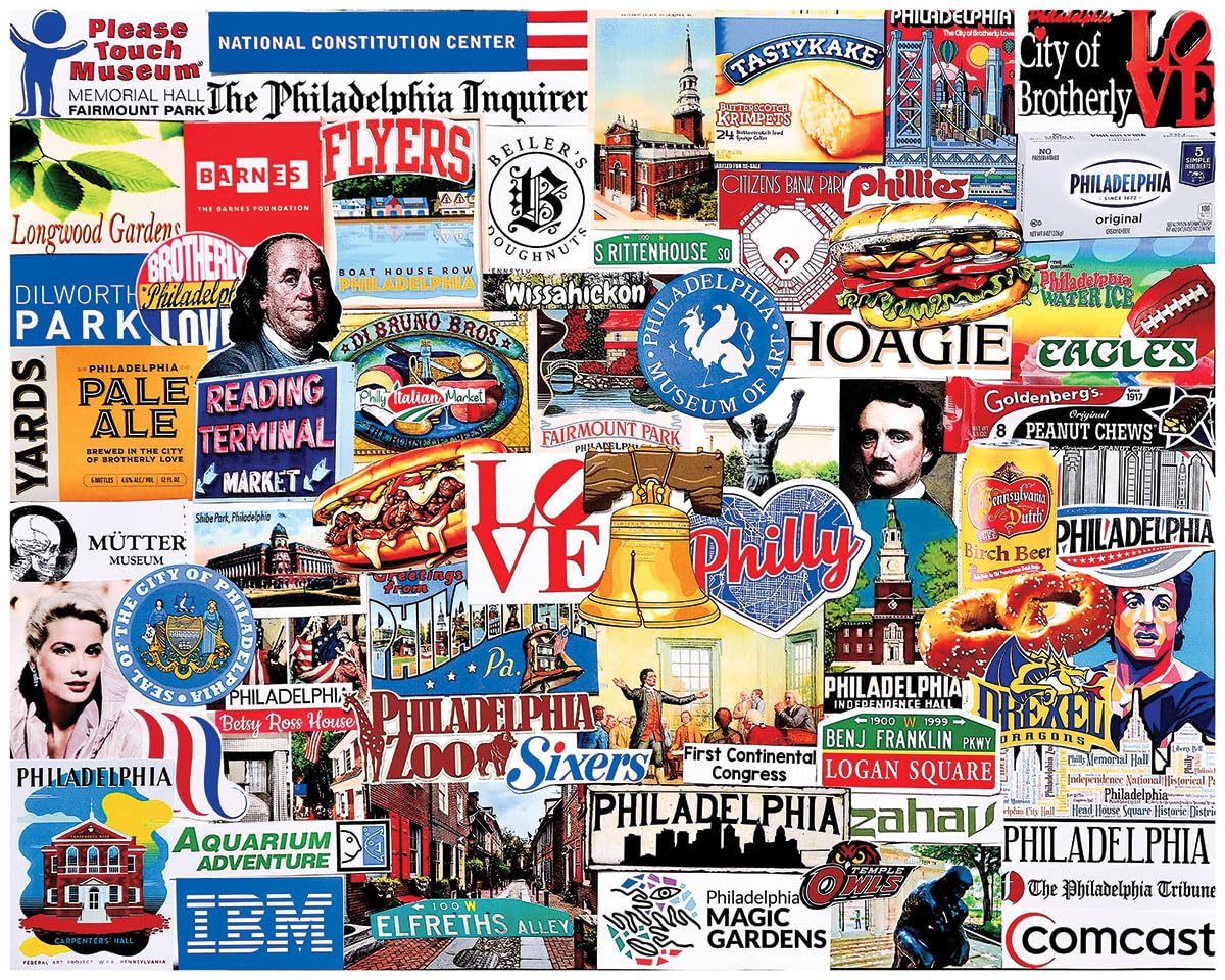 White Mountain I Love Philly 1000-piece puzzle shows iconic Philadelphia landmarks for family game night