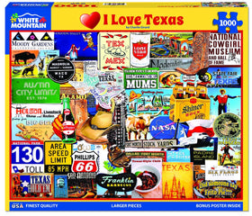 White Mountain I Love Texas collage puzzle with large pieces for family fun