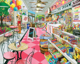White Mountain ice cream parlor puzzle with poster included for reference