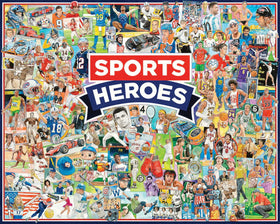 White Mountain Iconic Athletes Collage puzzle front cover, ideal for family nights