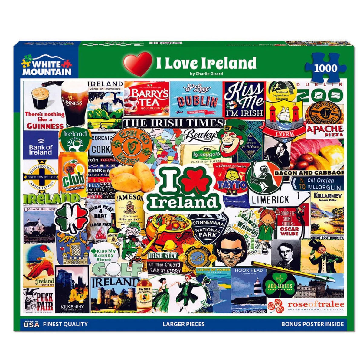 White Mountain I Love Ireland puzzle cover for family-friendly entertainment