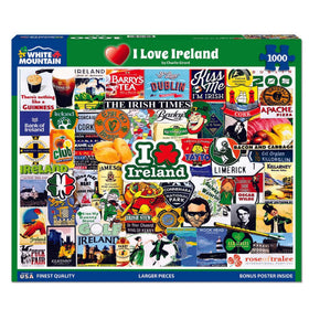 White Mountain I Love Ireland puzzle cover for family-friendly entertainment