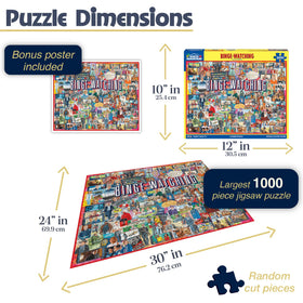 White Mountain James Mellett artwork puzzle, vibrant characters in a lively tribute.