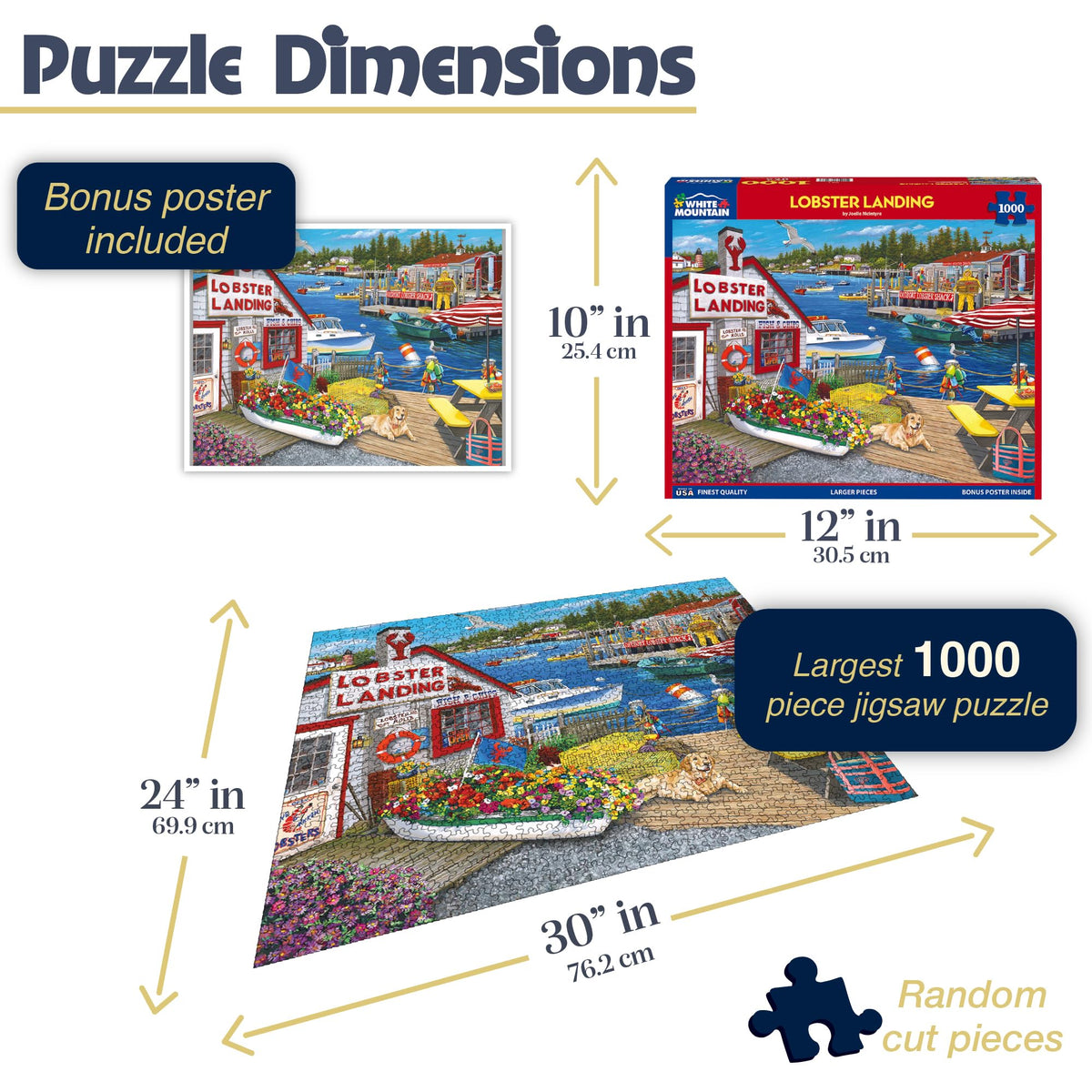 White Mountain Large Piece puzzle makes setup easy for gatherings.