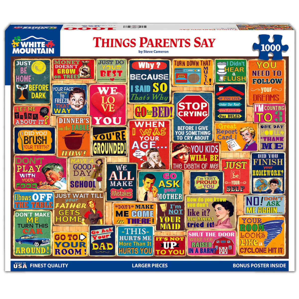 White Mountain Large-piece puzzle for family time and easier handling.