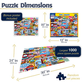 White Mountain large-piece puzzle 1000pcs, easy to handle for beginners and kids.