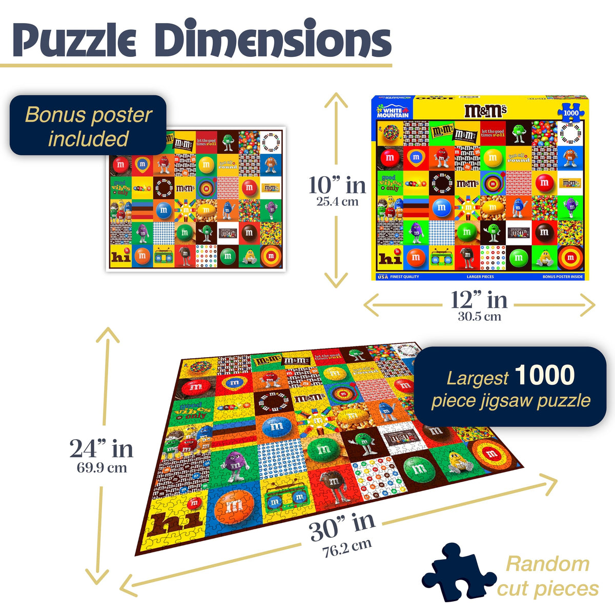 White Mountain large-piece puzzle laid out on table, easy-to-handle pieces for all ages.