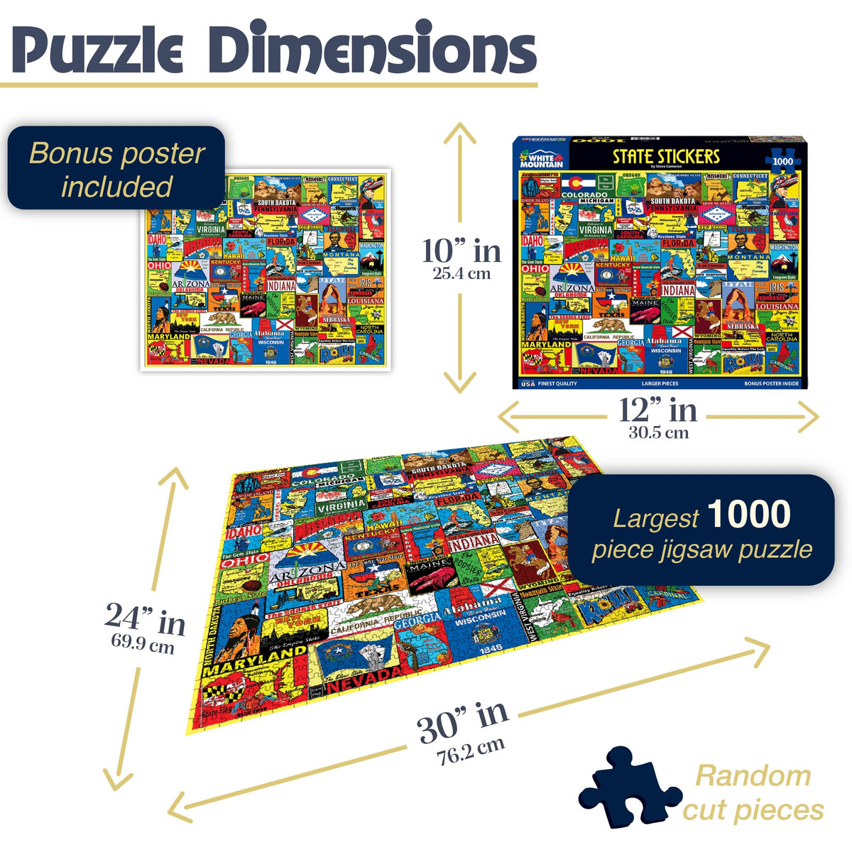 White Mountain large-piece puzzle 24x30 ready for easy handling