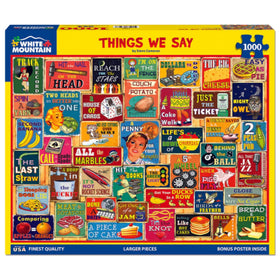 White Mountain 1000-piece puzzle, easy grip pieces for relaxed assembly.