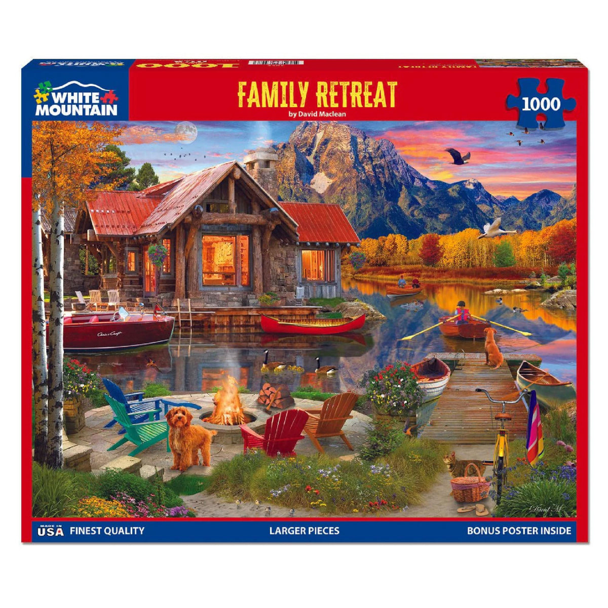 White Mountain 1000-piece puzzle large pieces for easy handling and assembly