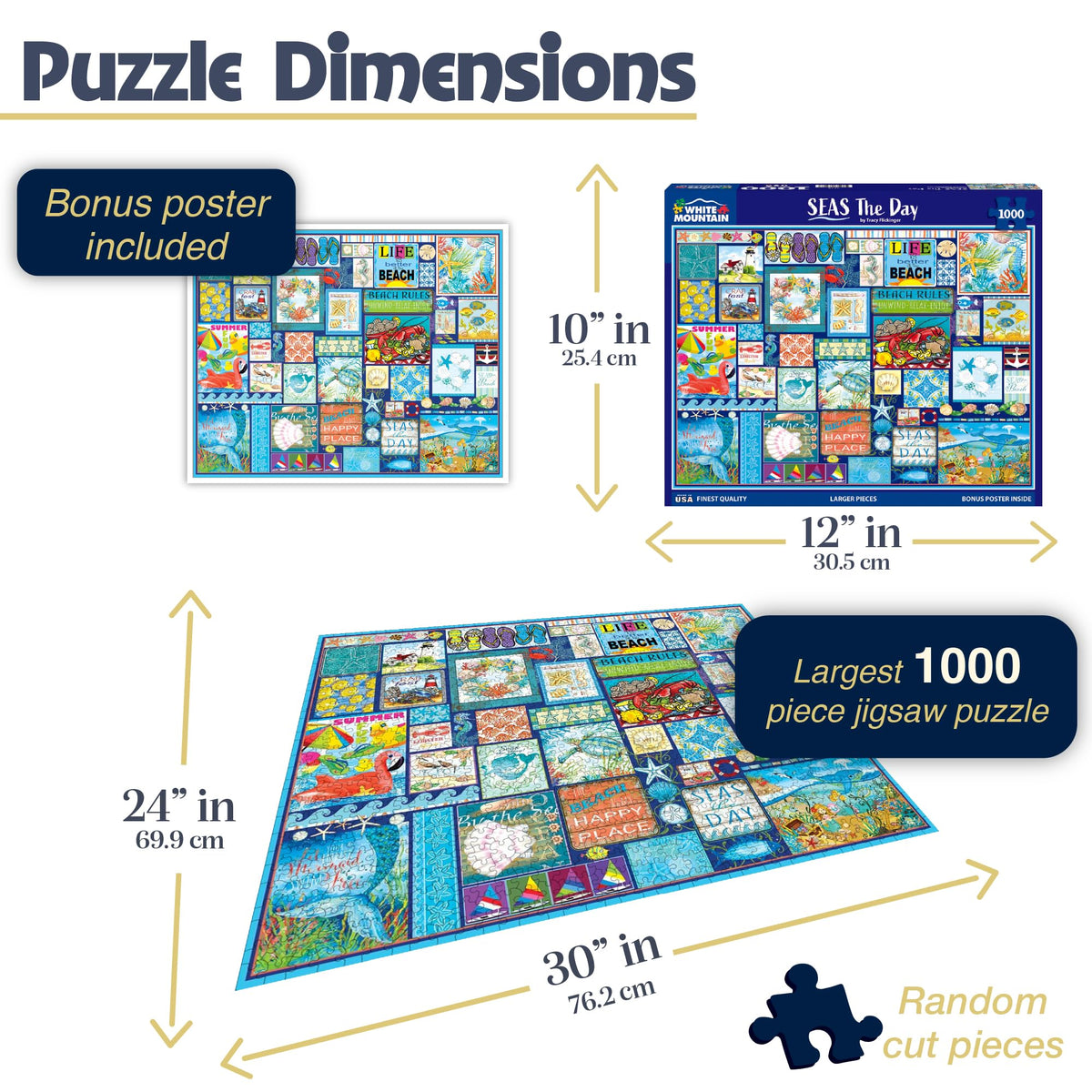 White Mountain Large piece puzzle—easy to handle pieces with precise cuts for smooth assembly.