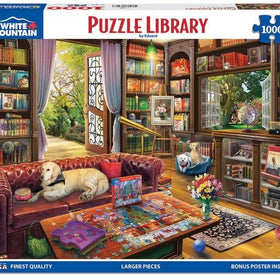 White Mountain large-piece puzzle close-up showing easy-to-grip pieces for relaxed play.