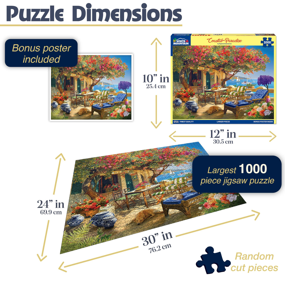 White Mountain Large Piece Puzzle easy to handle for all skill levels