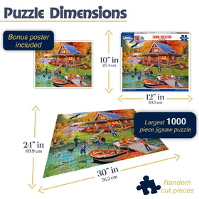 White Mountain large-piece puzzle featuring a fishing scene for easier assembly.