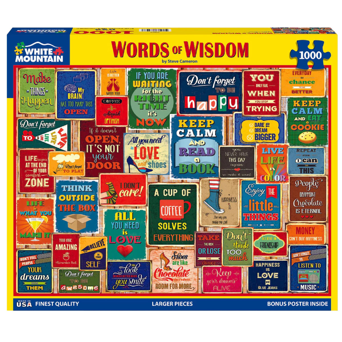White Mountain large-piece puzzle hands-assembling: easy grip pieces for collaborative family fun.