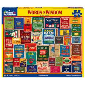 White Mountain large-piece puzzle hands-assembling: easy grip pieces for collaborative family fun.