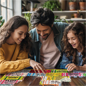 White Mountain large pieces promote collaborative puzzling sessions for family and friends.