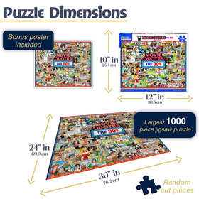 White Mountain large-piece puzzle pieces ease assembly for a relaxed experience.