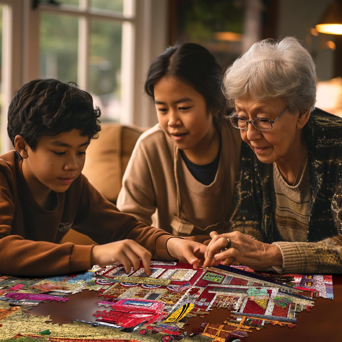 White Mountain large-piece puzzle measures 24x30 inches for satisfying assembly.