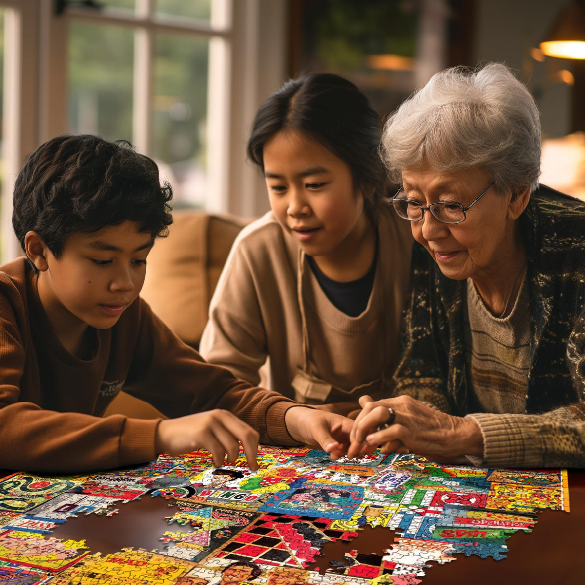 Lois B. Sutton artwork featured in White Mountain nostalgic board games collage.