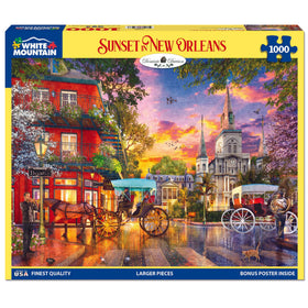White Mountain Louisiana scenic puzzle 1000pc — detailed cityscape with warm evening colors.