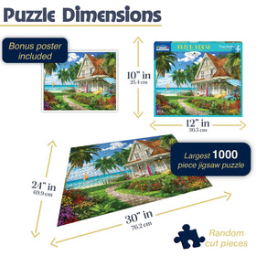White Mountain lush garden and sunlit scene encourages calm, mindful puzzle time
