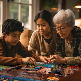 White Mountain USA-made puzzle emphasizes precision-cut pieces that fit smoothly.