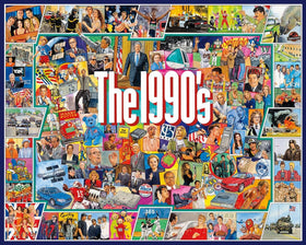 White Mountain nostalgic 1990s collage puzzle for family puzzle night