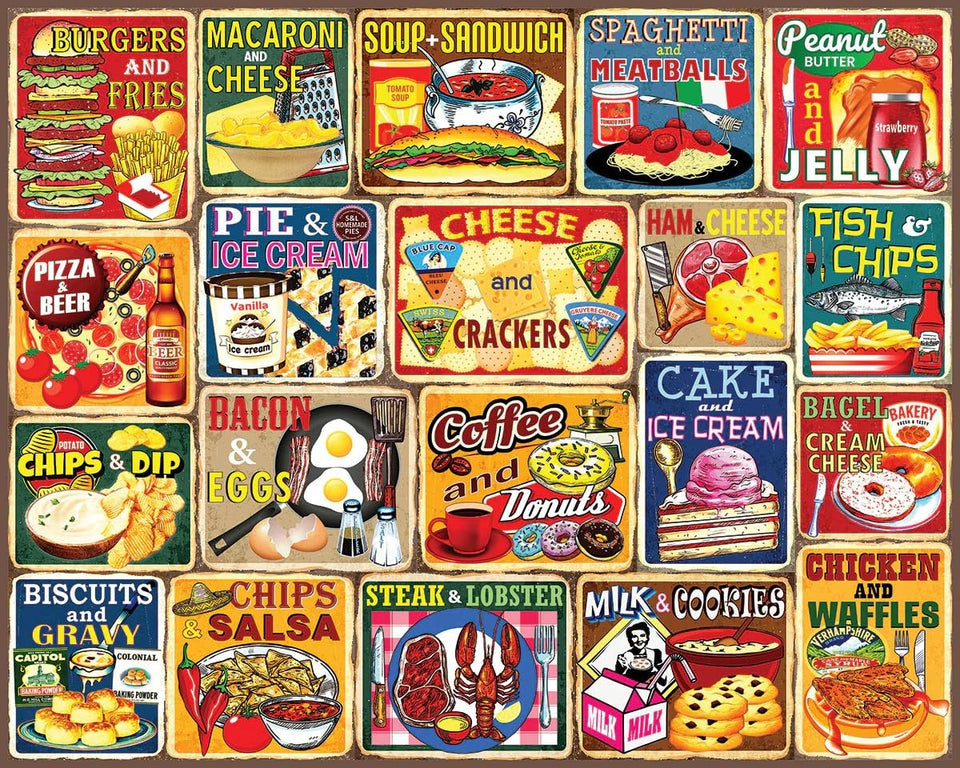 White Mountain Nostalgic collage puzzle box offers family fun with vintage-inspired art.