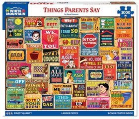 White Mountain Nostalgic Quotes collage 1000pc puzzle for family bonding.