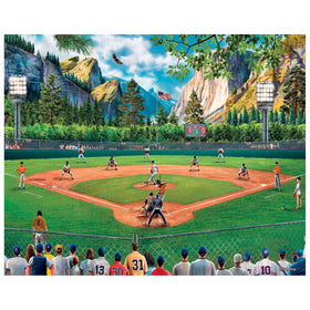 White Mountain P D Moreno artwork featuring baseball and nature for inspiring puzzle time.