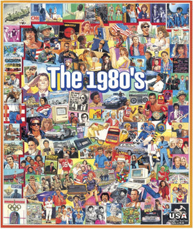 White Mountain packaging front with nostalgic 1980s collage, ideal for gift buyers.
