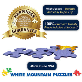 White Mountain packaging shows Happiness Guarantee and American-made quality.