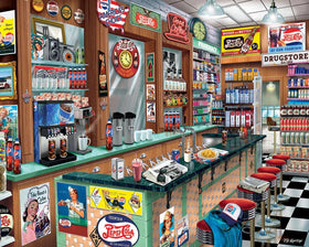 White Mountain Pepsi soda fountain puzzle, 1000 pieces, ideal for nostalgic family evenings.