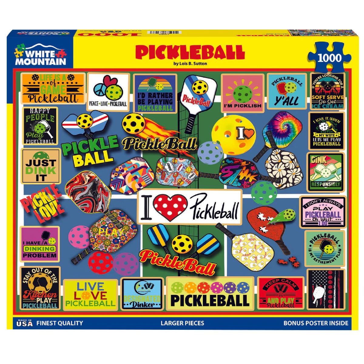 White Mountain colorful pickleball designs puzzle art