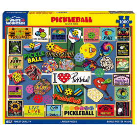 White Mountain colorful pickleball designs puzzle art