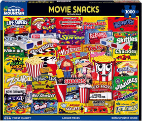 White Mountain 1000-piece popcorn and candy collage puzzle for family night