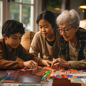White Mountain precision-cut puzzle pieces ensure tidy fits during relaxed evenings.