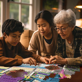 White Mountain precision-cutting puzzle showcases 24x30 finished size for display.