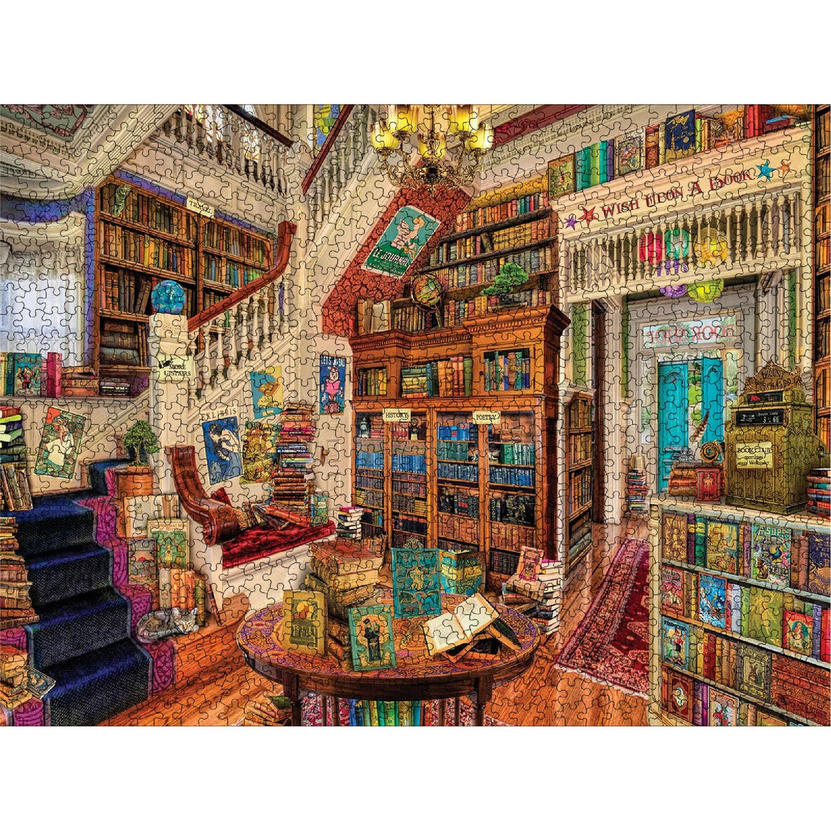 White Mountain Readers Paradise puzzle pieces close-up highlighting larger, easy-to-handle shapes.