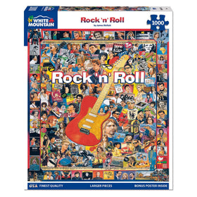 White Mountain Rock 'N Roll puzzle close-up of interlocking pieces for easy handling.
