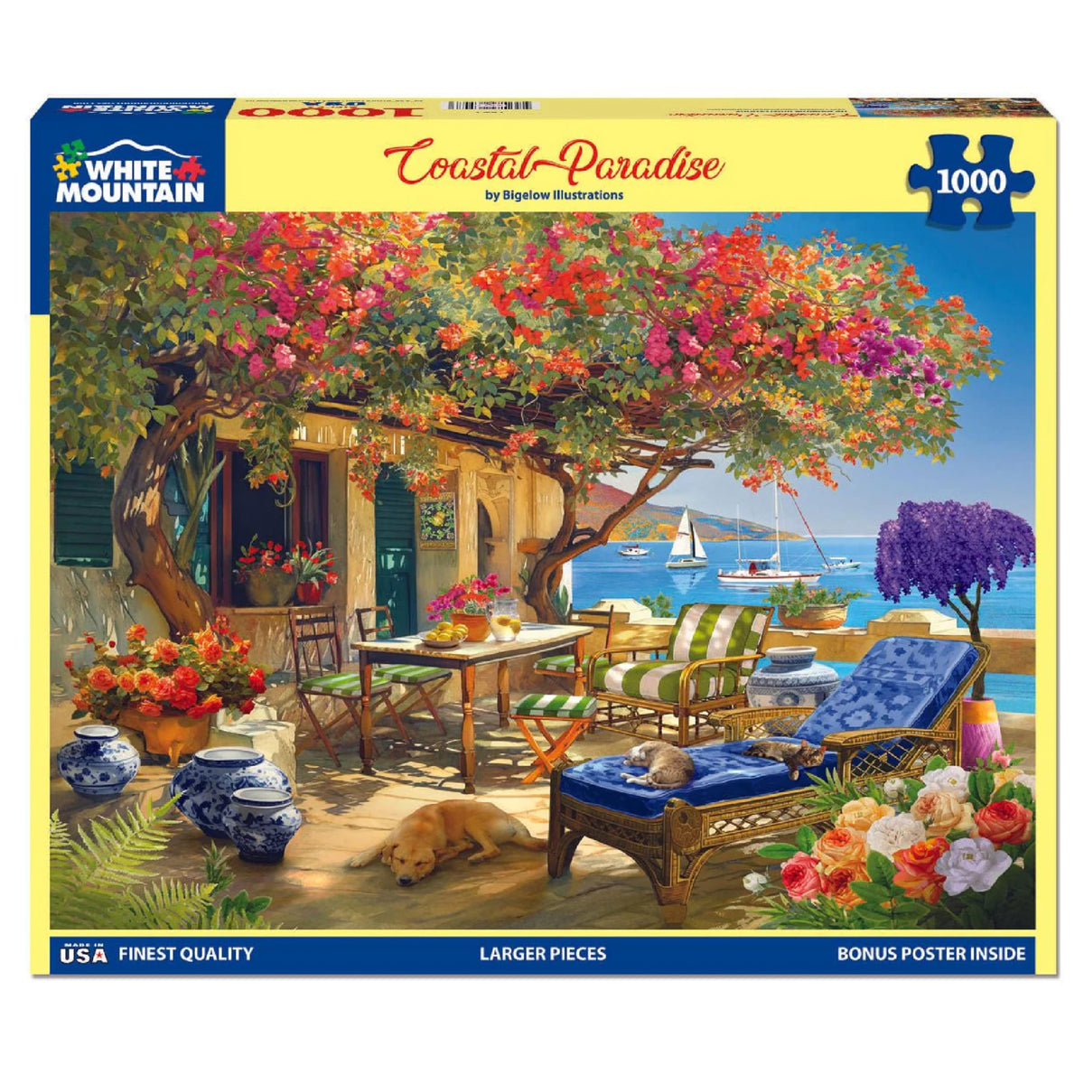 White Mountain Seaside Ocean View Puzzle, 1000 pieces, ideal for family time and relaxation